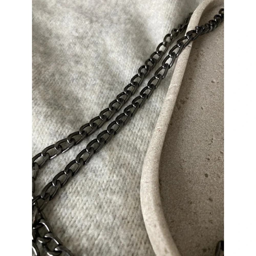 Gunmetal Gray Chain Belt Link Chain Gothic Grunge Loose Fit Adjustable